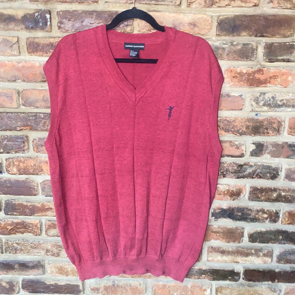 Fairway Outfitters Red Knit Sleeveless Sweater Vest Men's Size Large